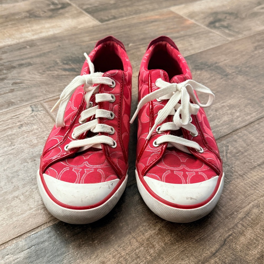 Coach Women's Y2K Barrett Signature Jacquard Low Top Sneakers, Red, 8.5B - Picture 3 of 9